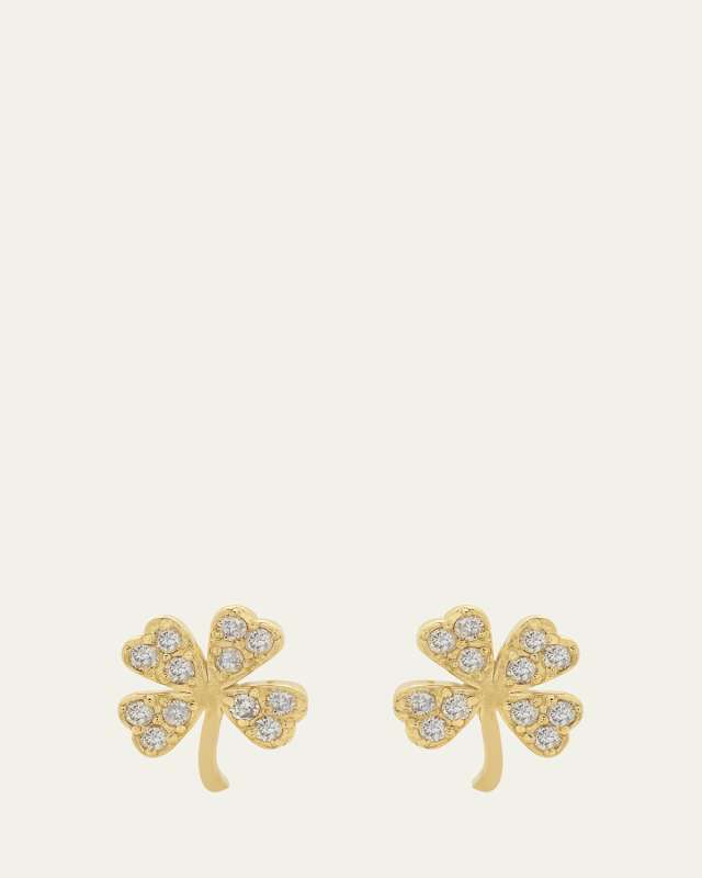 Mini Clover Stud Earrings with Diamonds